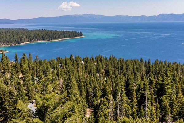 Aerial view over Pacaso and Lake Tahoe