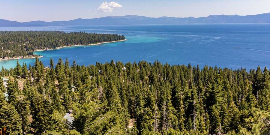 Aerial view over Pacaso and Lake Tahoe